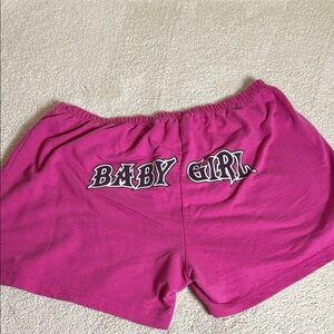 Vintage Y2K Baby Girl Booty Graphic Shorts-Pink-Read